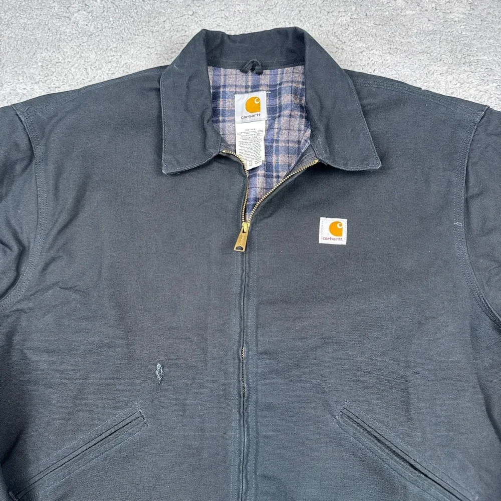 Vintage Carhartt Jacket Mens 2XL Black Detroit J200 BLK‎ Blanket Lined USA Union